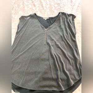 Women's Gray Zip-Front Top